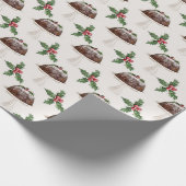 Festive Holly Berry KerstPudding Cadeaupapier (Hoek)