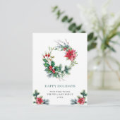 Festive Holly Berry Wreath Merry Kerstfeestdag Briefkaart (Staand voorkant)