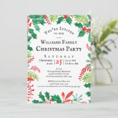 Festive Holly Christmas Red Green Party Invitation (Debout devant)