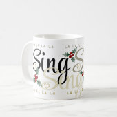 Festive Holly et Coeurs FA LA Christmas Mug (Devant gauche)