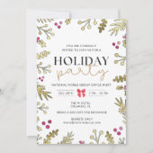 Festive Holly Fête de Noël Invitation (Devant)