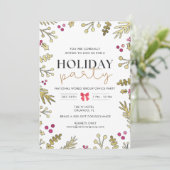 Festive Holly Fête de Noël Invitation (Debout devant)