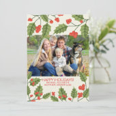 Festive Holly Joyeux Carte photo de vacances (Debout devant)