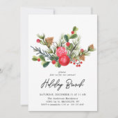 Festive Holly Kerstfeestay Brunch Uitnodiging (Voorkant)