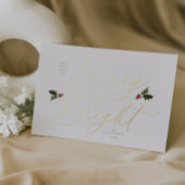 Festive Holly Merry et Bright Foil Carte de vacanc