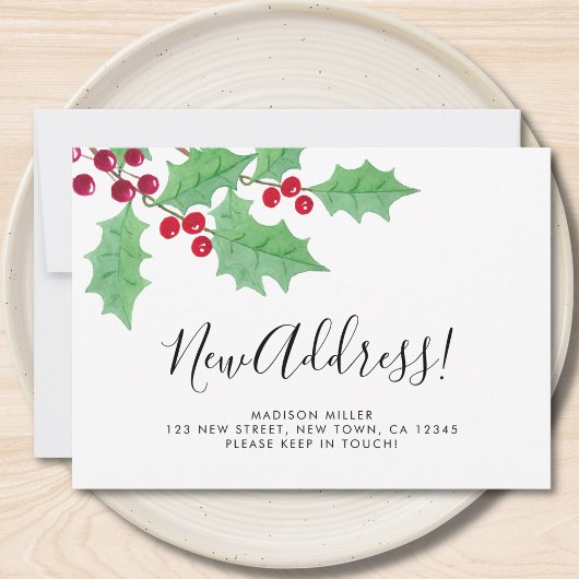 Festive Holly New Address Moving  Aankondiging