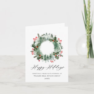 Festive Holly Wreater kerst Corporate Greeting Feestdagen Kaart