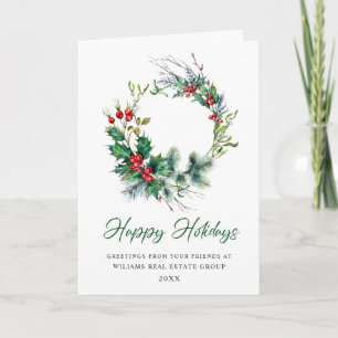 Festive Holly Wreater kerst Corporate Greeting Feestdagen Kaart