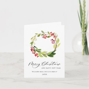 Festive Holly Wreater kerst Corporate Greeting Feestdagen Kaart