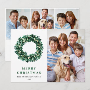 Festive Holly Wreater Kerstmis 4 PHOTO Greeting Feestdagenkaart