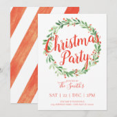 Festive Holly Wreath Invitation de la fête de Noël (Devant / Derrière)