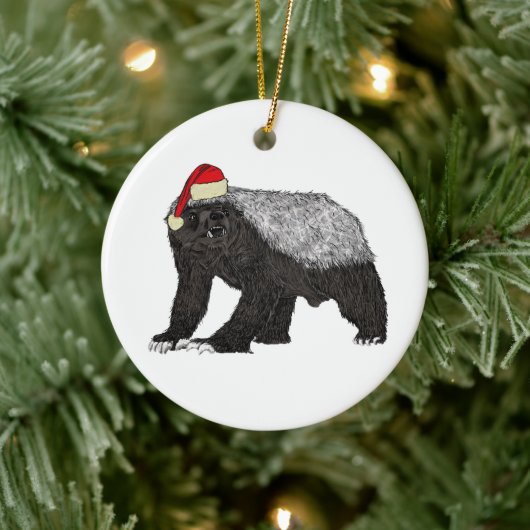 Festive Honey Badger Santa Keramisch Ornament (Boom)