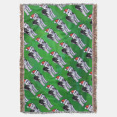 Festive Husky in Santa Hat op Green Deken (Voorkant Verticaal)