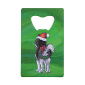 Festive Husky in Santa Hat op Green Kredietkaart Flessenopener (Achterkant)