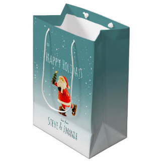 Festive Ice Skating Santa - Gepersonaliseerd Medium Cadeauzakje