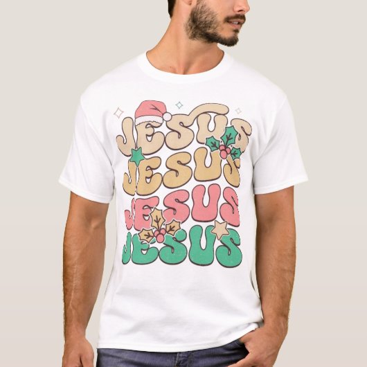 Festive Jésus Typographie T-shirt Design (Devant)