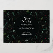 Festive JOY Kerstmis Wreatves Leaves Berries Folie Feestdagenkaart (Achterkant)