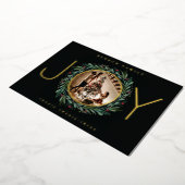 Festive JOY Kerstmis Wreatves Leaves Berries Folie Feestdagenkaart (Gedraaid)