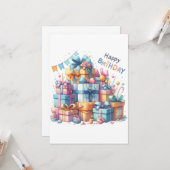 Festive Joyeux Anniversaire Tous les âges Carte de (Devant/Arrière en situation)