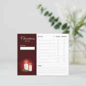 Festive-kaarsen op de rode kerstcadeaulijst (Staand voorkant)
