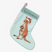 Festive Kangaroo With Santa Hat Christmas Holidays Kleine Kerstsok (Voorkant (Hangend))