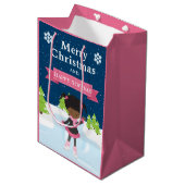 Festive-kerstAfrikaans-Amerikaans meisje Medium Cadeauzakje (Voorkant Gekanteld)