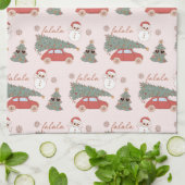 Festive kerstboom Roze Retro Van Theedoek (Gevouwen)