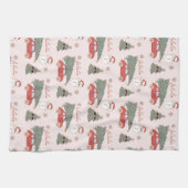 Festive kerstboom Roze Retro Van Theedoek (Horizontaal)