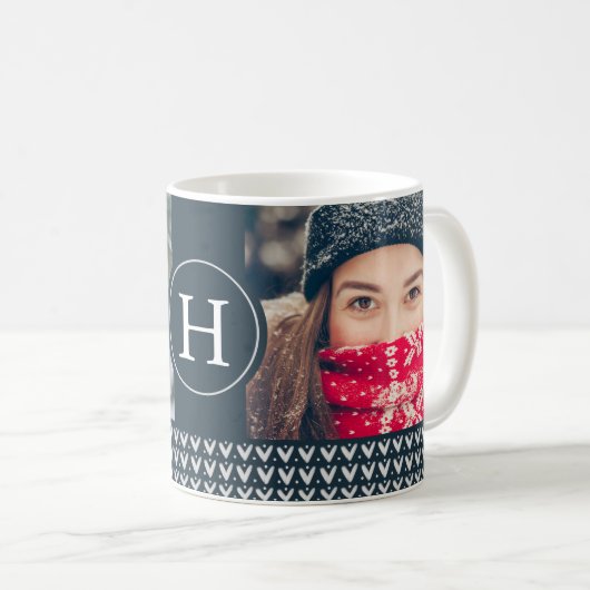 Festive kerstcadeau Sweater Monogram & Foto Koffiemok (Voorkant rechts)