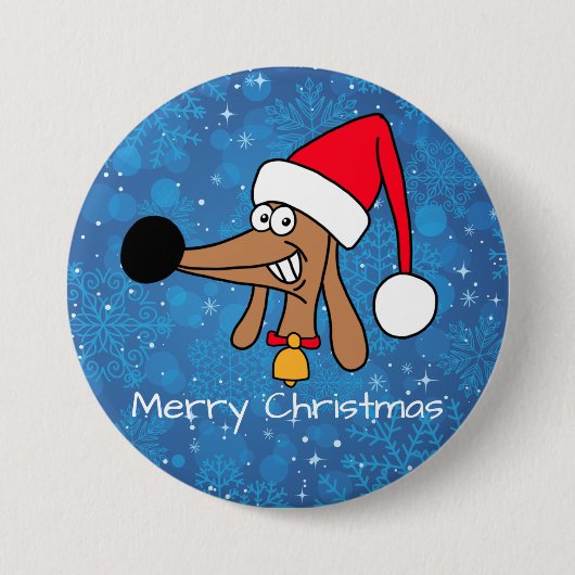 Festive kerstdachshund Dog Ronde Button 7,6 Cm (Voorkant)