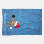 Festive kerstdachshund Dog Theedoek (Horizontaal)