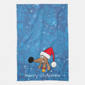 Festive kerstdachshund Dog Theedoek (Verticaal)