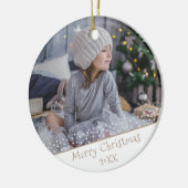 Festive kerstfeestay Keepomwille Familie Foto  Keramisch Ornament (Links)