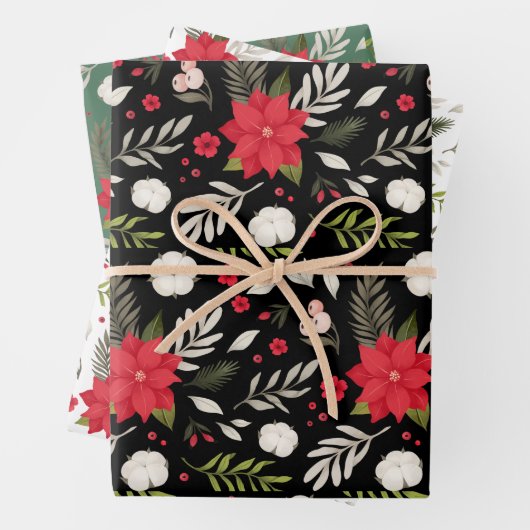 Festive kerstflespatroon gecoördineerd inpakpapier vel (In situ)