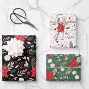Festive kerstflespatroon gecoördineerd inpakpapier vel