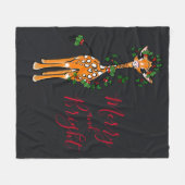 Festive kerstGiraffe, rode groene garland Fleece Deken (Voorkant (Horizontaal))