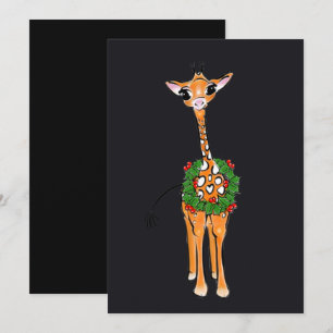 Festive kerstGiraffes met Holly Wreator Feestdagenkaart