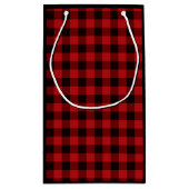 Festive kerstgiraffes red black plaid klein cadeauzakje (Achterkant)