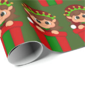 Festive kerstgirl elf patroon cadeaupapier (Rol Hoek)