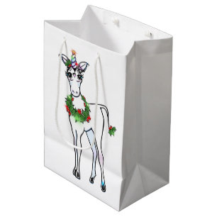 Festive kerstkleurige Unicorn tekening Medium Cadeauzakje