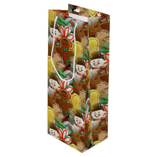 Festive kerstkoekjes Pattern Wine Gift Bag Wijn Cadeautas