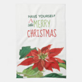 Festive kerstmis Bortanical Poinsettia Theedoek (Verticaal)