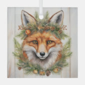 Festive Kerstmis Fox Glas Ornament (Voorkant)