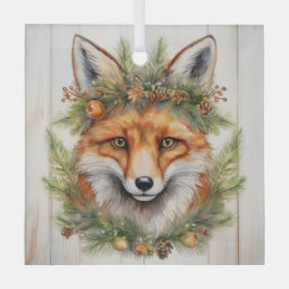 Festive Kerstmis Fox Glas Ornament