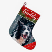 Festive kerstmis - Gepersonaliseerd foto van foto' Grote Kerstsok (Voorkant (Hangend))