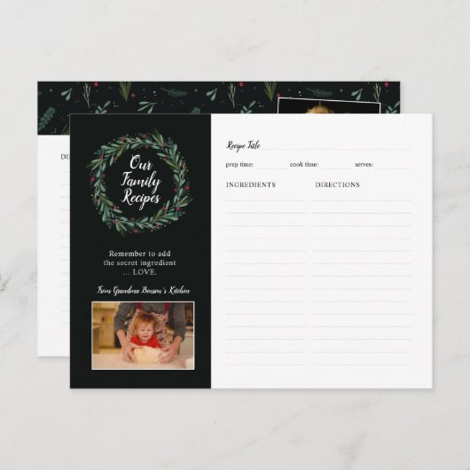 Festive kerstmis met bladeren van Berries Briefkaart (Voorkant / Achterkant)