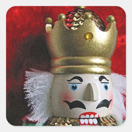 Festive kerstmis nutcracker-vakantiekaart wijnlab vierkante sticker (Voorkant)