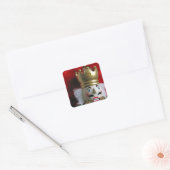 Festive kerstmis nutcracker-vakantiekaart wijnlab vierkante sticker (Envelop)