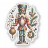 Festive Kerstmis Nutkraker Sticker (Voorkant)