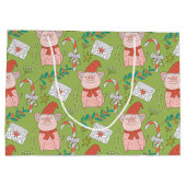 Festive kerstmis-pigs Medium Gift-tas Groot Cadeauzakje (Achterkant)